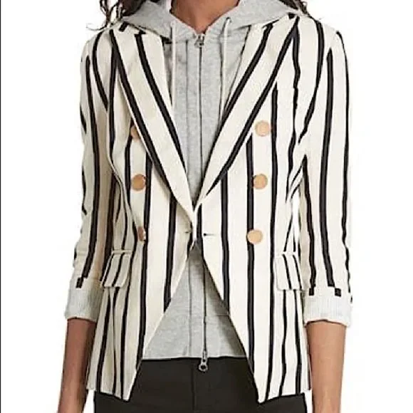 NEW VERONICA BEARD Empire Striped Double Breasted Style One-Button Dickey Jacket - Picture 9 of 10